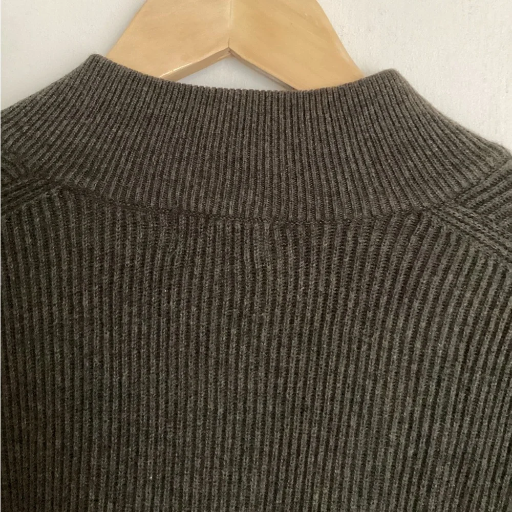 IZOD sweater Sz M cotton pullover quarter zip ribbed EUC olive moss - Picture 4 of 9